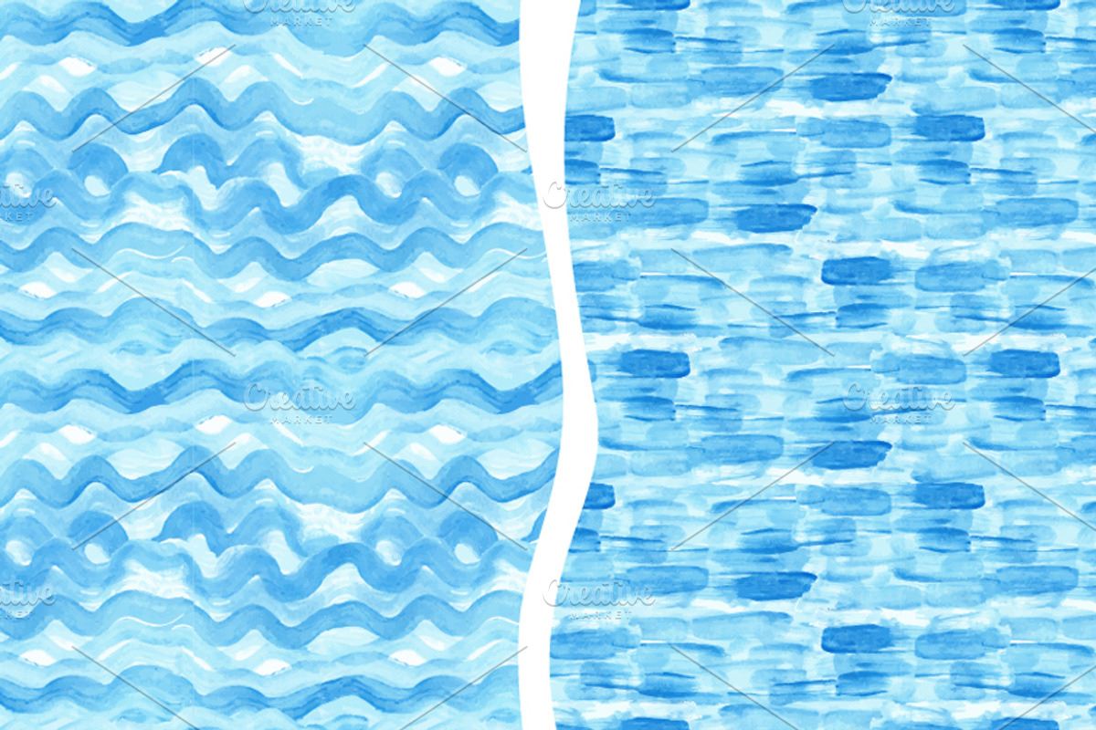 Vector Blue.Watercolor patterns, a Pattern Graphic by Tatianakost49 (Photo 2 of 4)