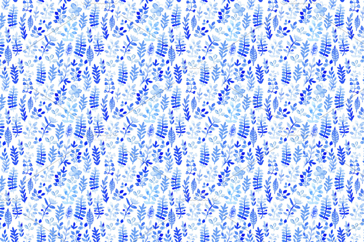 Watercolor vector flowers pattern preview 2