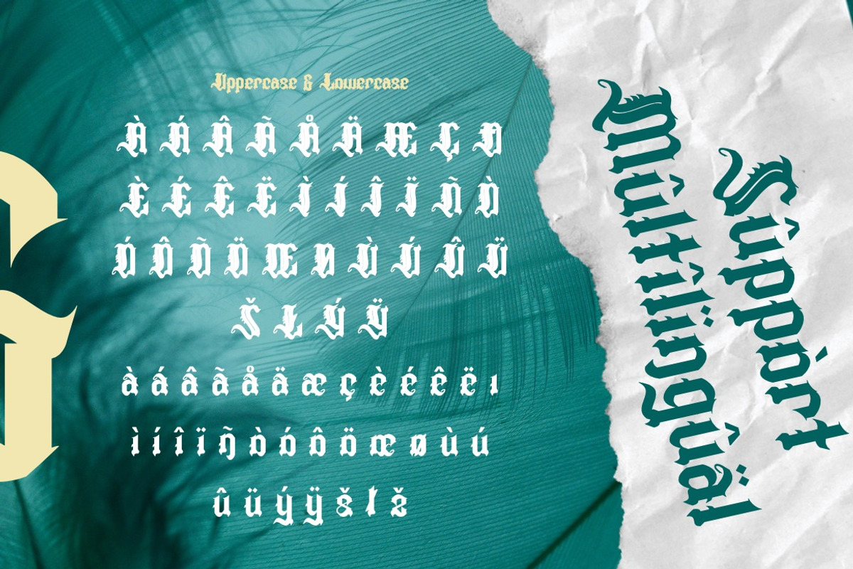 Marosdiac - Modern Blackletter Font, a Blackletter Font by Dhabee (Photo 4 of 15)