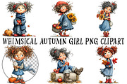 Whimsical Autumn Girl PNG Clipart, a Seasonal Illustration by OK Design (Thumbnail 2 of 6)
