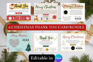 Christmas Thank You Card Bundle, a Card Template by Miku Waku