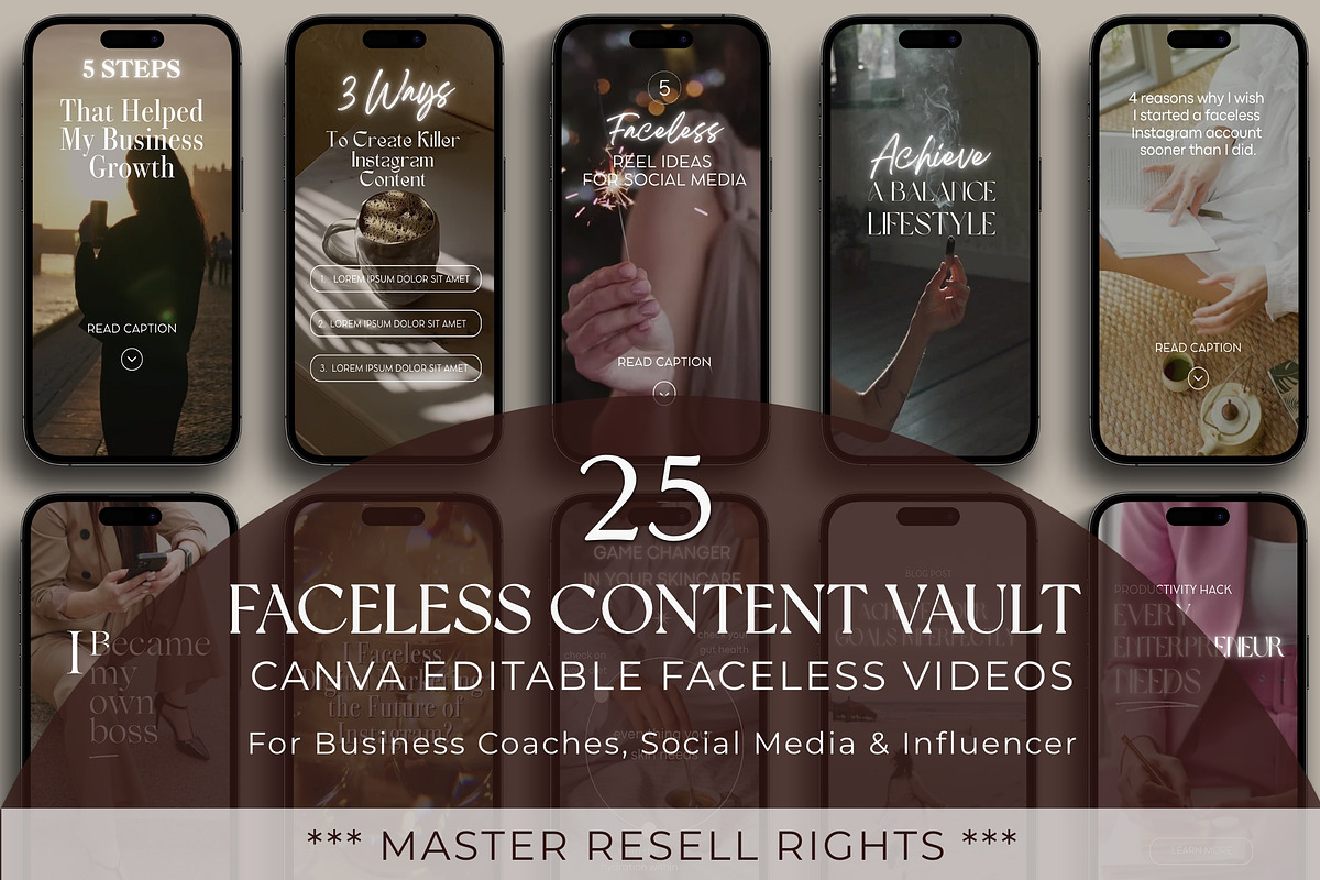 25 Faceless Reels Templates MRR, a Social Media Template by Blank Studio (Photo 2 of 6)