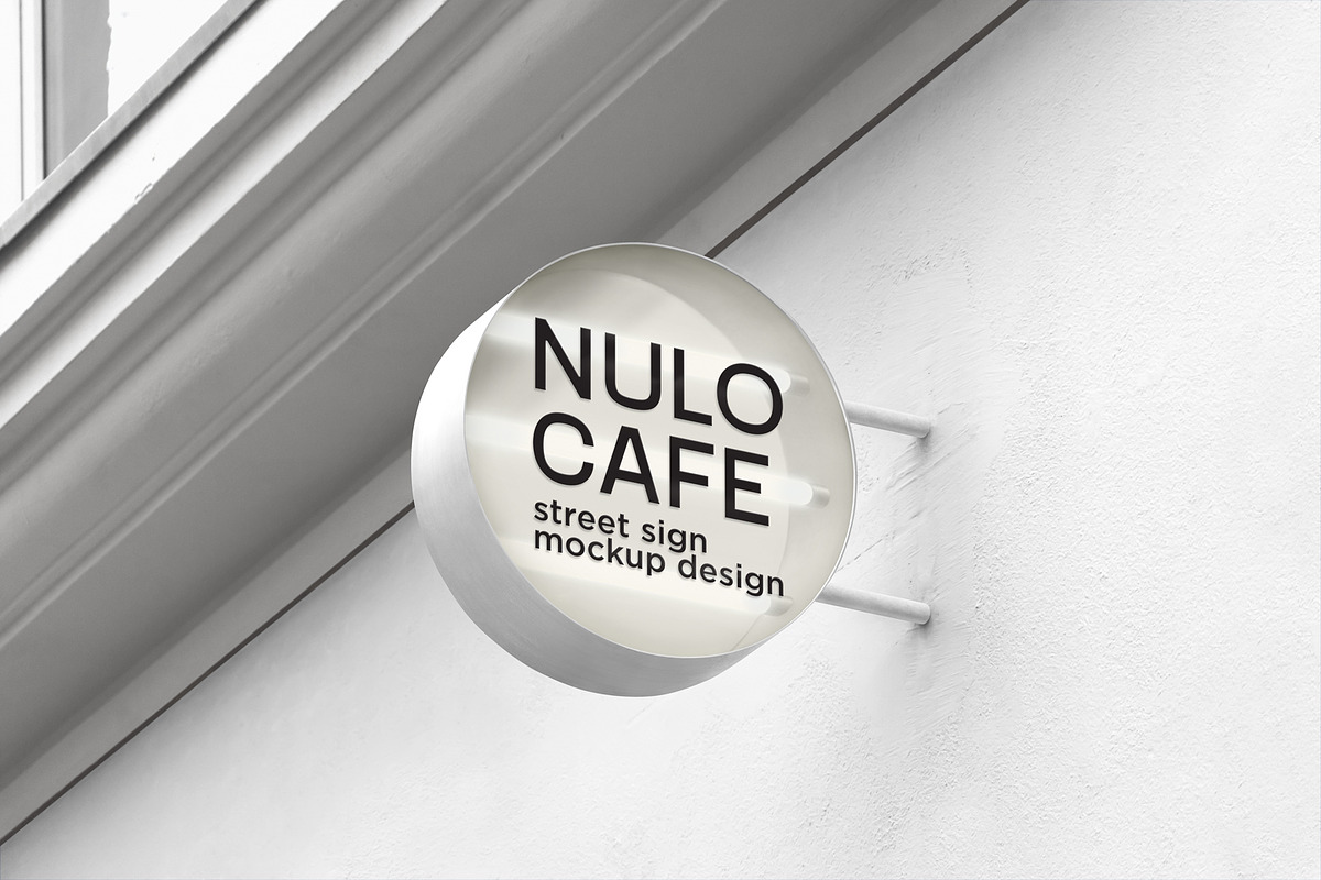 Round neon signboard mockup, a Product Mockup by eezo (Photo 3 of 6)