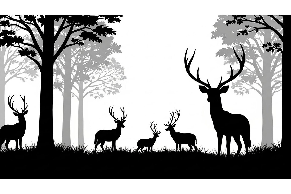 Wildlife Forest Silhouette Vector Bu, an Illustration by Designs_River (Photo 13 of 51)