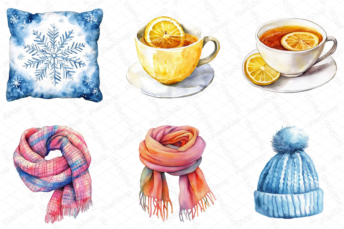 Watercolor Cute Winter Clipart Bundl, an Illustration by DreamPrint404 (Photo 7 of 7)