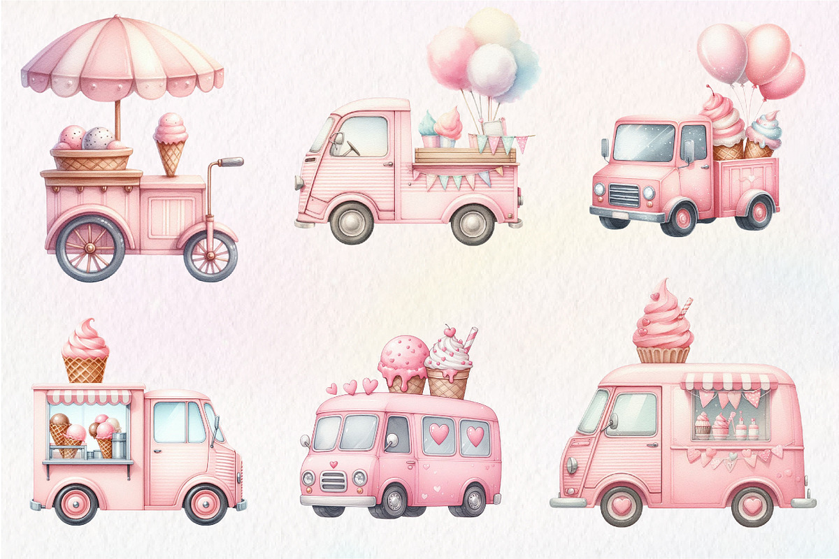 Summer Ice Cream Truck Clipart, an Illustration by CreationArt (Photo 9 of 9)