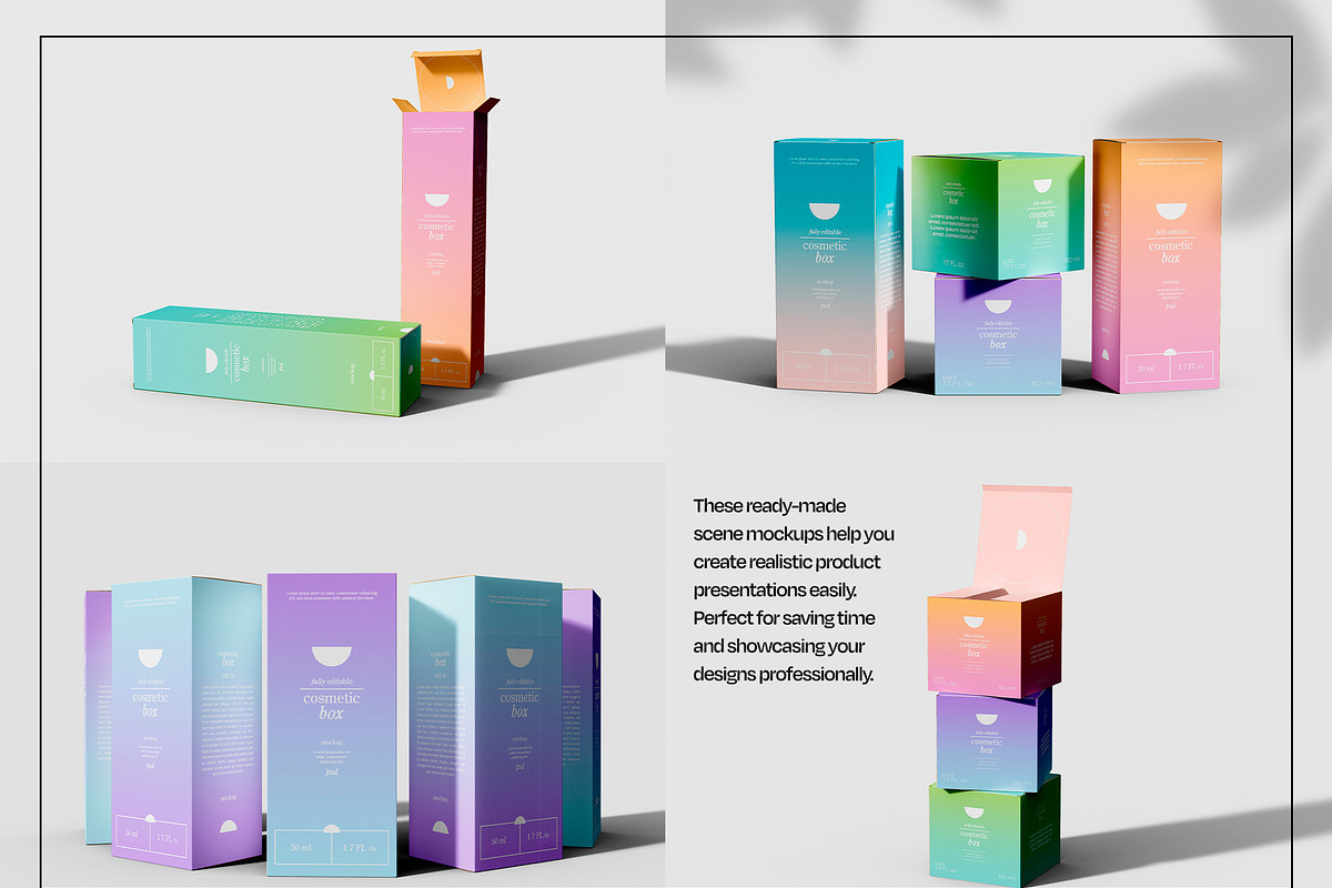 Cosmetic Box Packaging Mockup Set, a Packaging Mockup by Mego-studio (Photo 5 of 7)