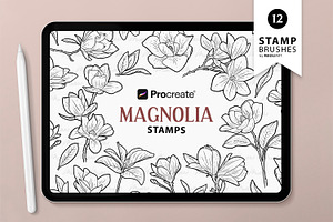 Magnolia Flower Procreate Stamps