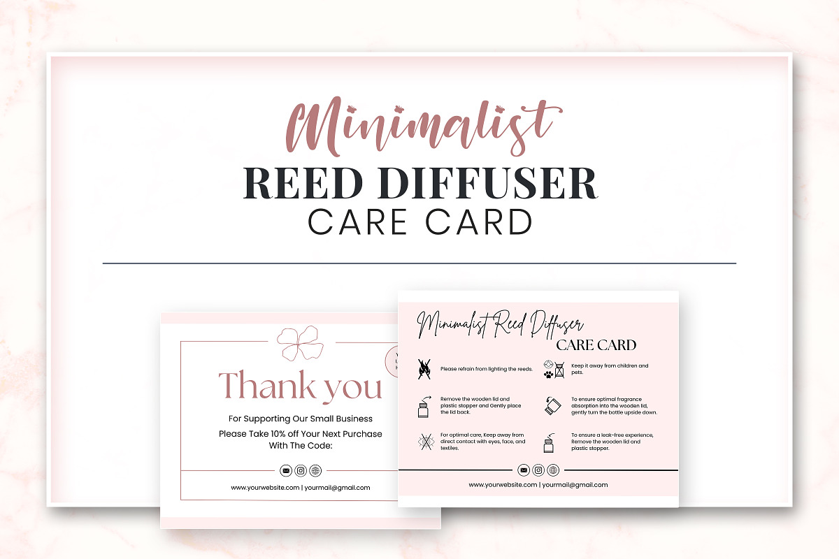 Minimalist Reed Diffuser Care Card, a Templates & Theme by Snapybiz (Photo 3 of 10)