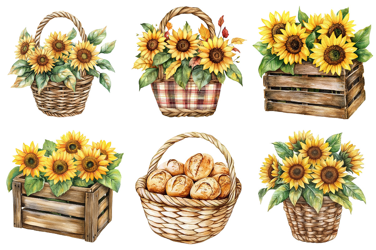 Sunflower Farm Clipart, a Seasonal Illustration by CitraGraphics (Photo 2 of 7)