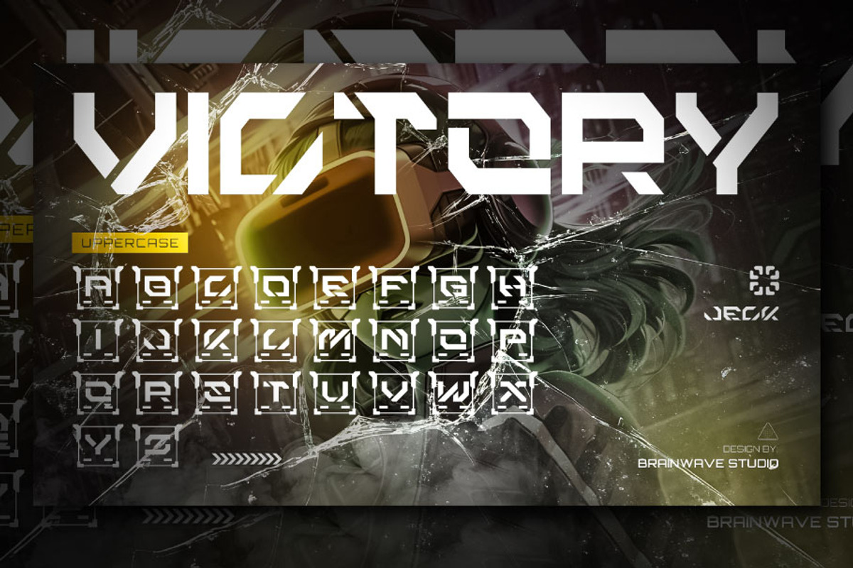 JECK - Futuristic and Cyberpunk Font, a Font by Brainwave (Photo 4 of 9)