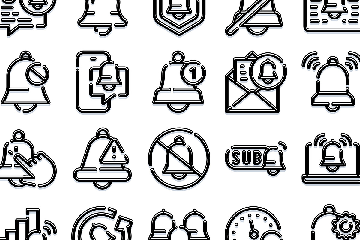 Notification bell icons set for, an Object Graphic by pikepicture (Photo 3 of 3)