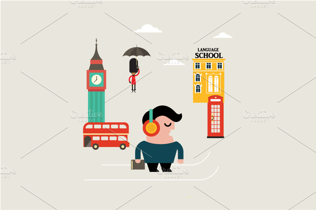 Vector language school illustration preview 2