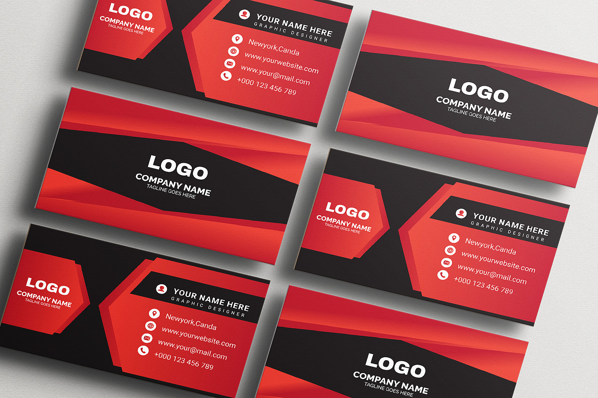 Geometric Red and Black, a Business Card Template by Vitoria's Collection (Photo 1 of 4)