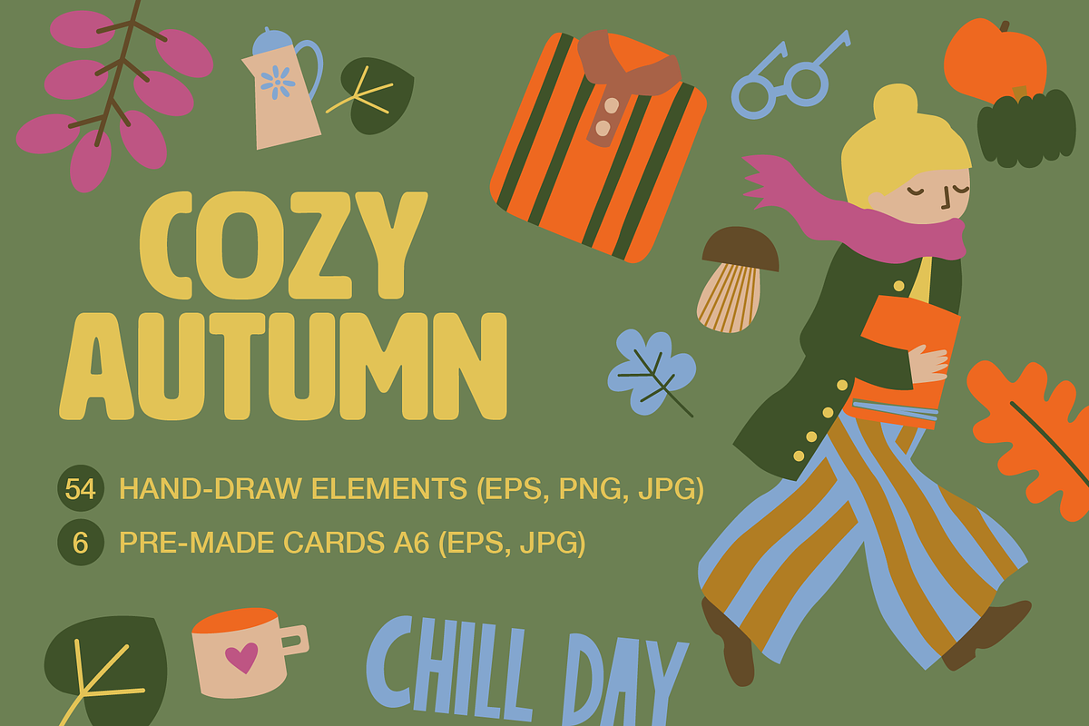 Hello Autumn Vector Set, a Seasonal Illustration by Francesca.Cadei Shop (Photo 1 of 12)
