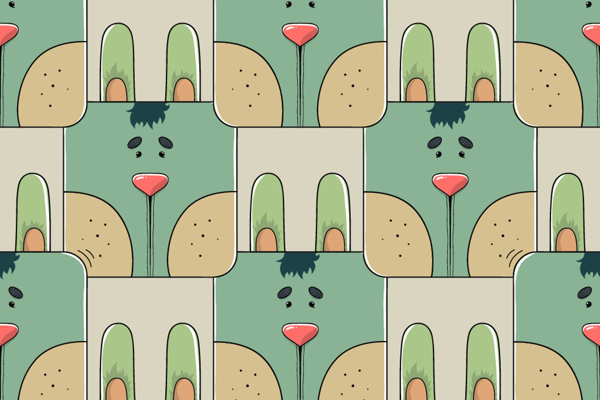 Seamless pattern of a cute rabbit