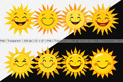 Smiling Sun Clipart, a Graphic by Artnoy (Thumbnail 2 of 5)