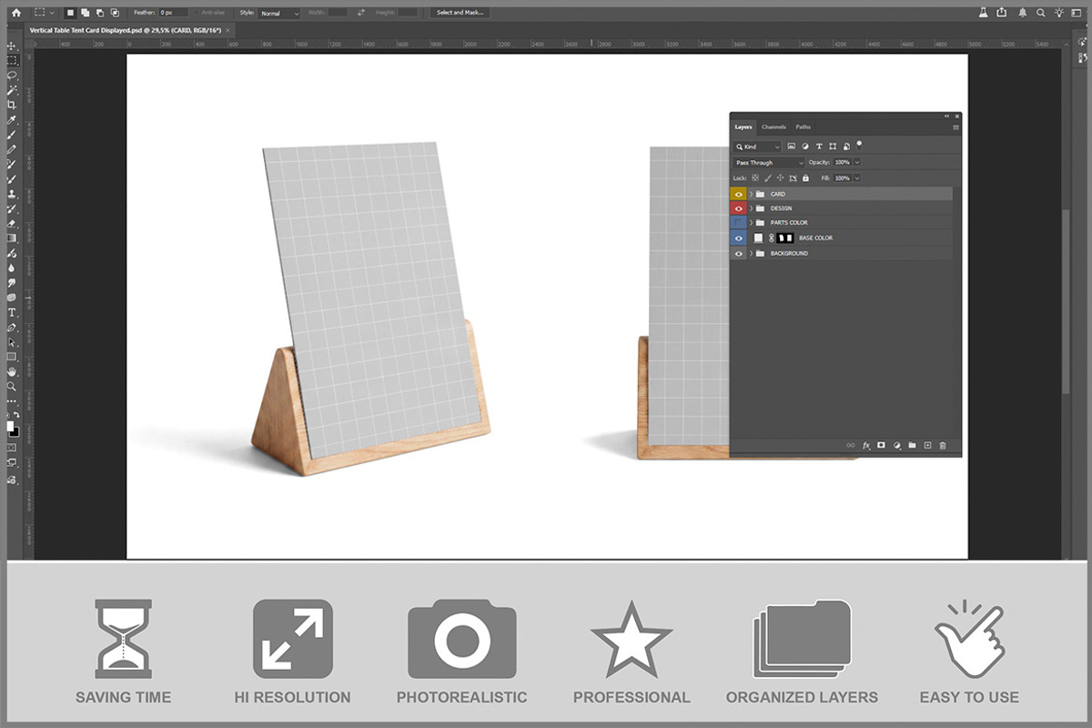 Vertical Table Tent Card PSD, an Advertising Mockup by Bruno's Shop (Photo 2 of 3)