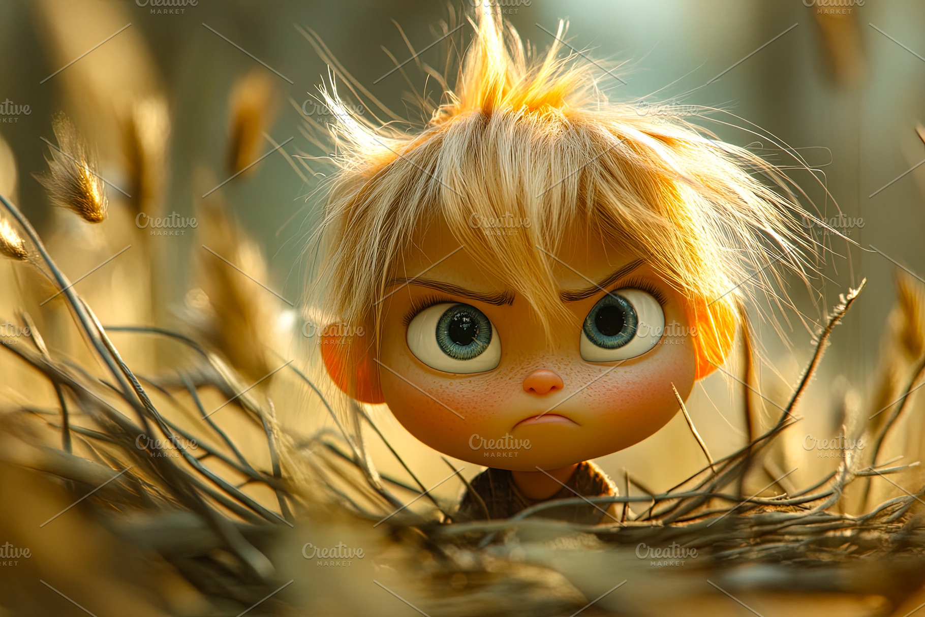 Angry Cartoon Kid in Wheat Field, a Person Photo by Ales Munt