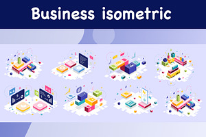 Business isometric bundle set, a Finance Illustration by foxndeer