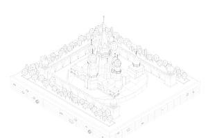 Cartoon Lowpoly Kremlin Landmark