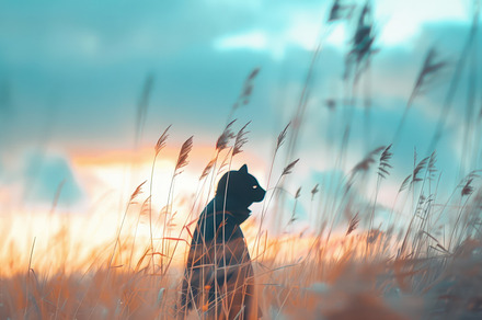 Cat person in wheat field, an Animal Photo by Mashimara