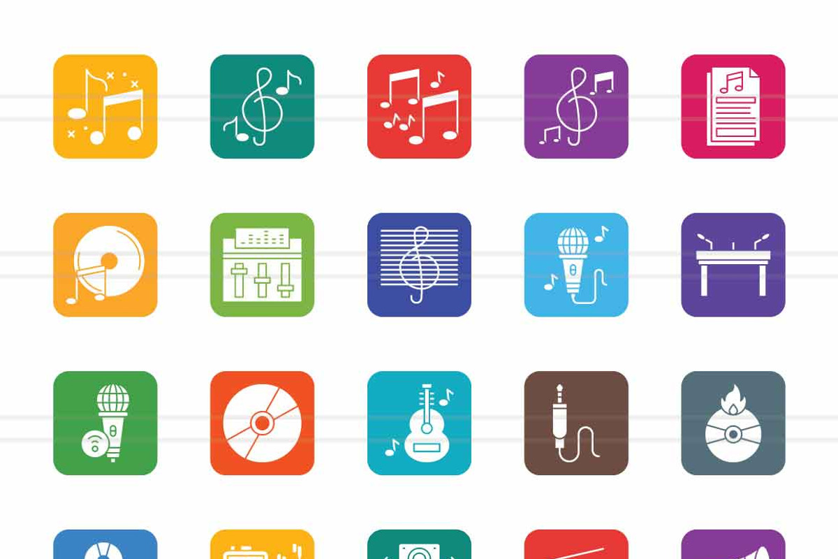 Music Round Corner Flat Icons, an Icon by IconBunny (Photo 2 of 2)