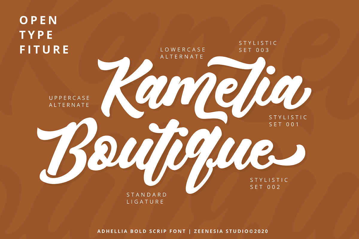 Adhellia - Bold Script Font, a Script Font by zeenesia (Photo 3 of 11)