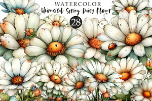 Whimsical Spring Daisy Flower Clipar, an Illustration by OK Design