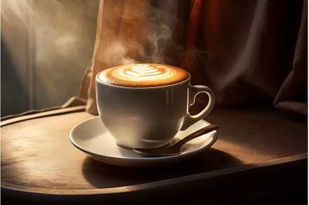 Frothy Morning latte glass. Generate, a Food & Drink Photo by Ylivdesign