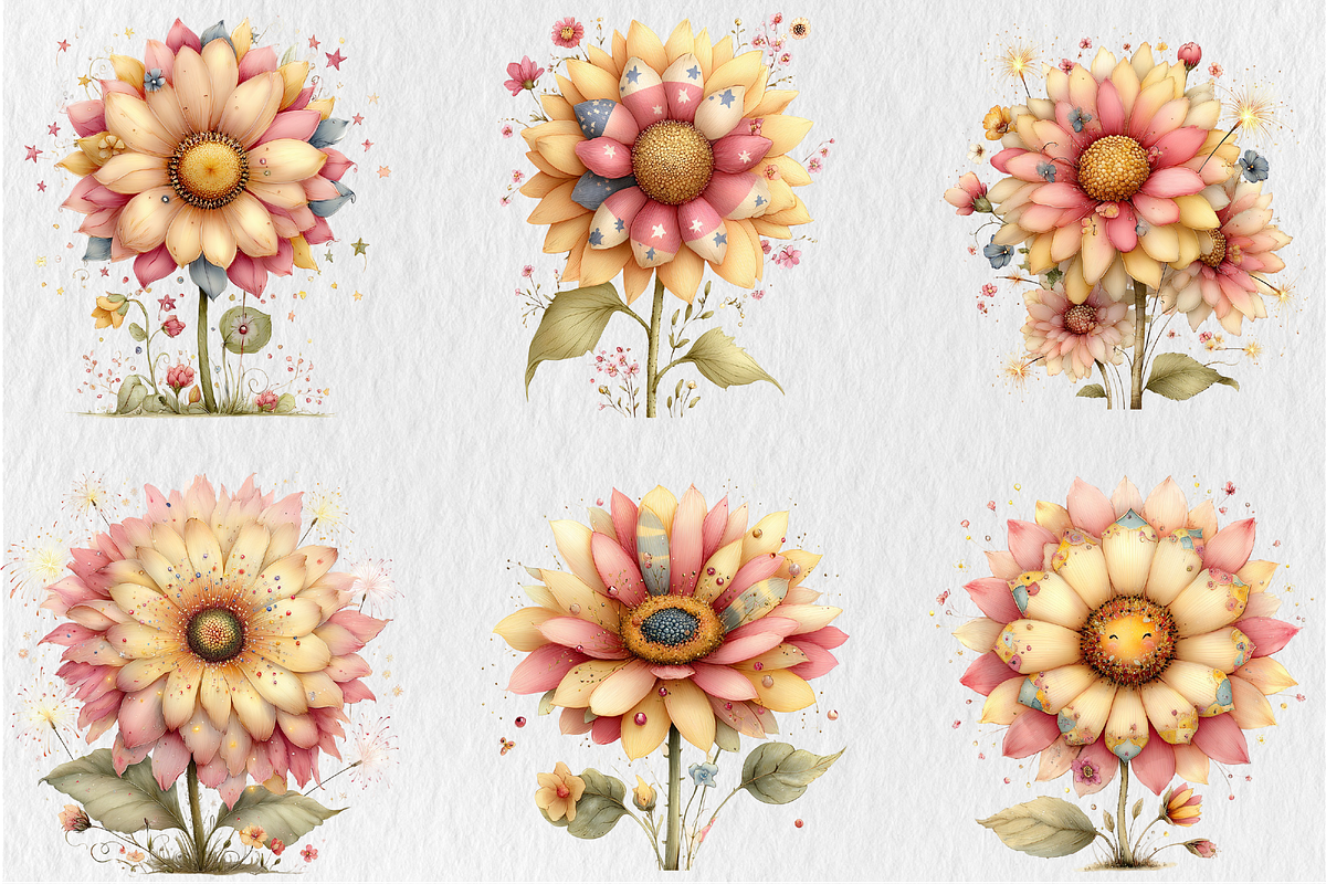 Whimsical 4th Of July Sunflowers PNG, a Seasonal Illustration by Rose Art (Photo 3 of 6)