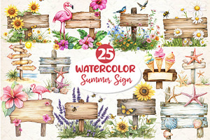 Summer Day Wooden Sign Clipart, an Illustration by Dream Creation