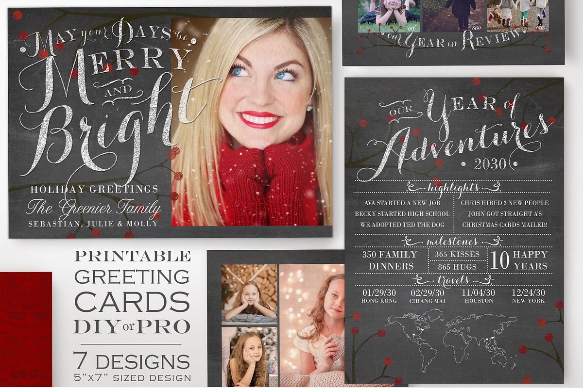 Chalkboard Christmas Photograph Card, a Card Template by The Geekery Store (Photo 4 of 4)