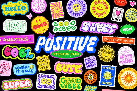 POSITIVE STICKERS PACK, an Object Graphic by craftlove