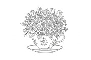 Floral Teacup Line Art Bundle, an Illustration by Gfx_Store (Thumbnail 45 of 51)