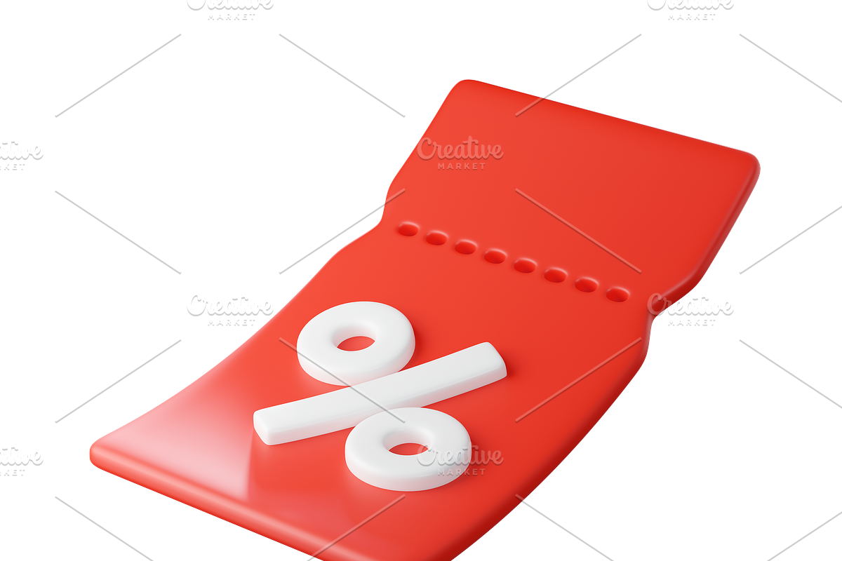 Flying red 3D discount coupon, an Object 3D Model by Hannet (Photo 2 of 7)