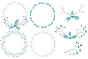 Vintage Blue Holly Vectors & Papers, an Illustration by Amanda Ilkov (Thumbnail 3 of 5)