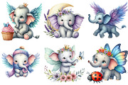 Cute Baby Elephants with Wings PNG, an Illustration by Pixels.Craft (Thumbnail 5 of 6)