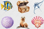 Undersea Watercolor Clipart, an Illustration by Black Bird Studio (Thumbnail 4 of 6)