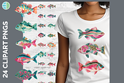 Preppy Fish Clipart Bundle, 22 PNG, an Animal Illustration by Enliven Designs (Thumbnail 1 of 8)