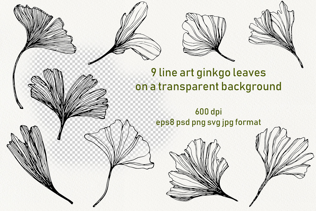 Gingko leaves floral patterns, a Pattern Graphic by Dina Guiter (Photo 2 of 14)