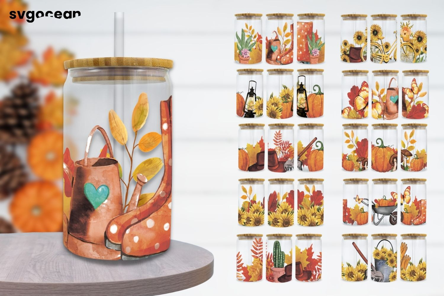 Fall Can Glass Wrap Sublimation, an Illustration by svgocean