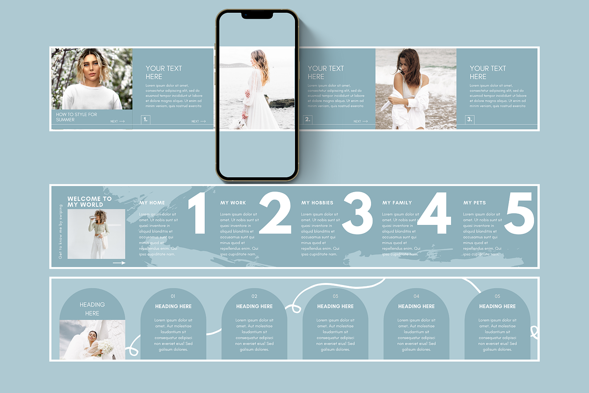Blue Instagram Carousel Templates, a Social Media Template by SunshineStudioBoutique (Photo 3 of 9)