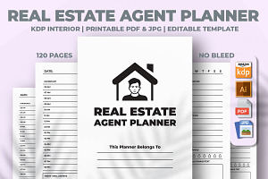 Real Estate Agent Planner KDP Interi, a Templates & Theme by M9 Design