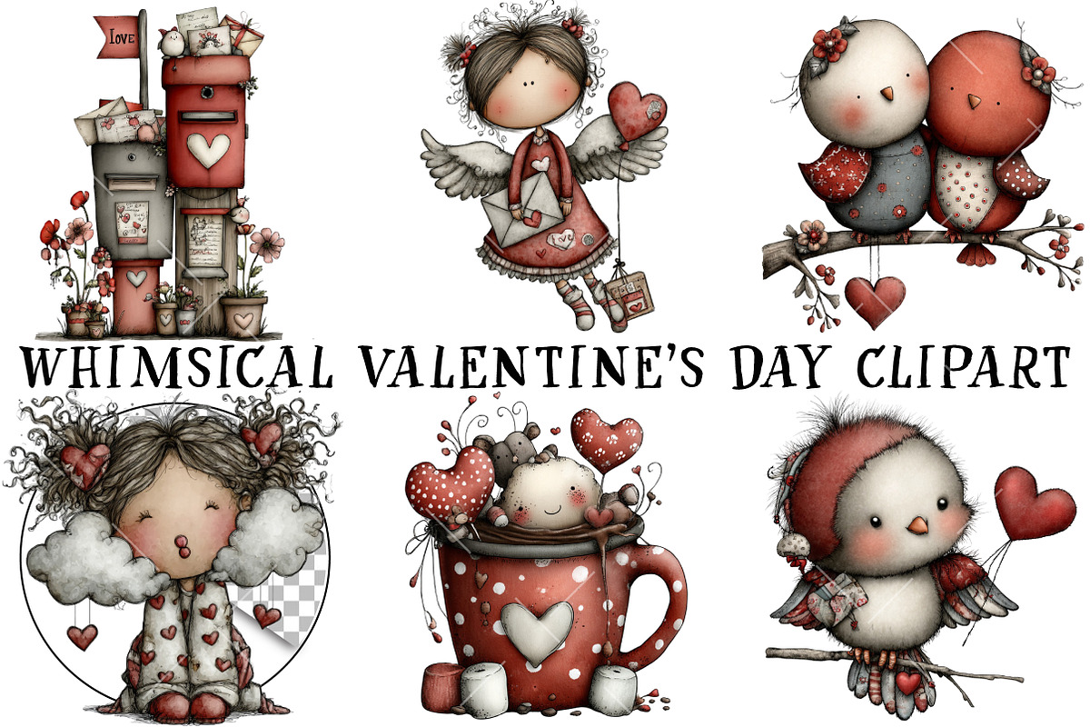 Whimsical Valentine's Day Clipart, an Illustration by OK Design (Photo 2 of 6)