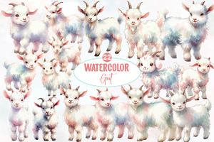 Watercolor Goat clipart, an Illustration by Designworld