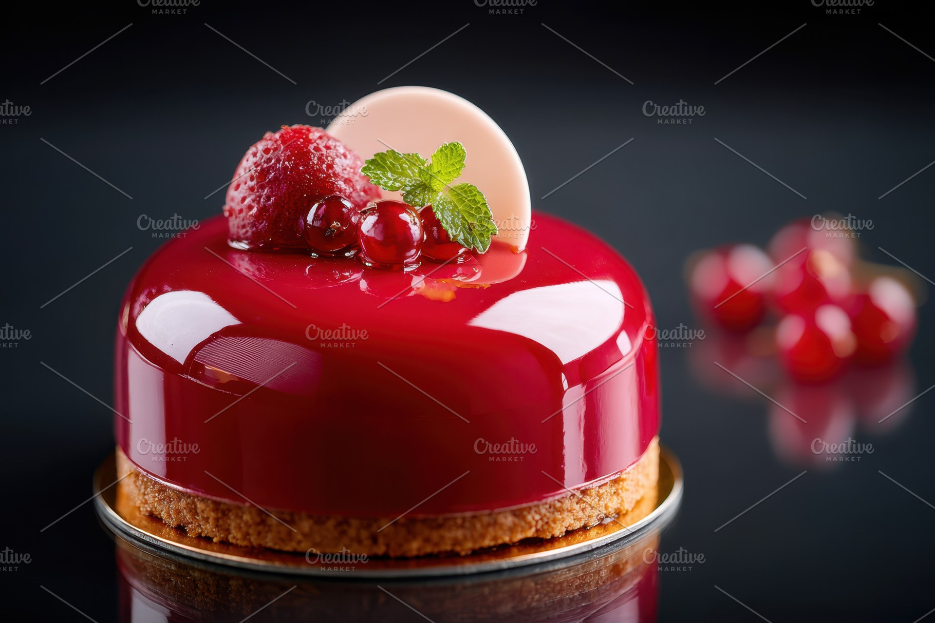 Glossy raspberry mirror-glaze cake, a Food & Drink Photo by AlyaAnd