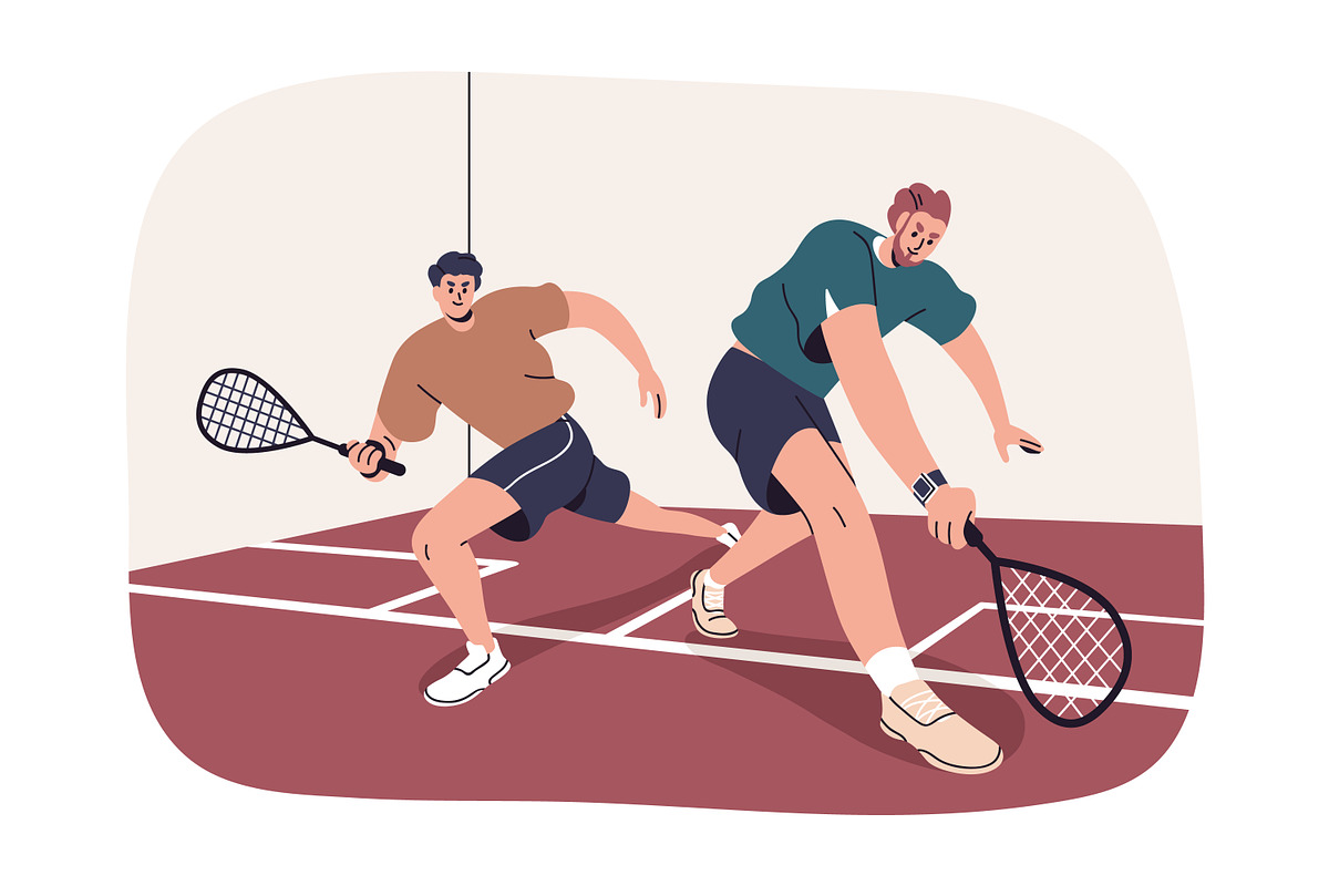 Squash players at sports court set, a Sport Illustration by Good Studio (Photo 3 of 5)