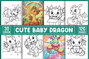 Cute Baby Dragon Coloring Pages, a Decorative Illustration by Design Station (Thumbnail 1 of 3)