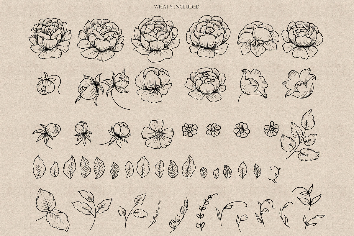 Vintage Flowers Procreate Stamps, a Brush Add-On by Dervik Art Store